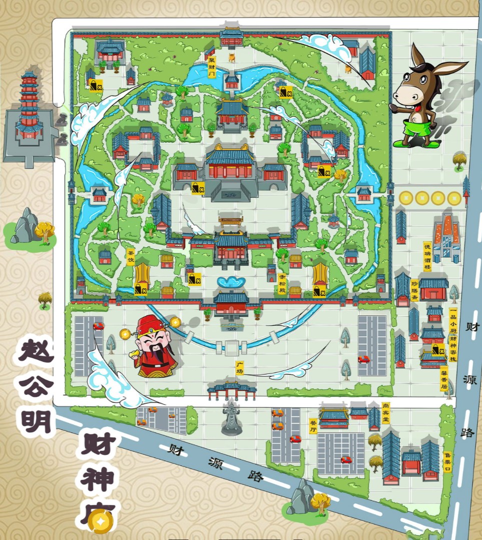 石龙镇寺庙类手绘地图